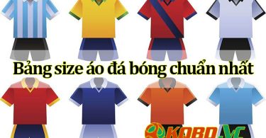 bảng size áo đá bóng